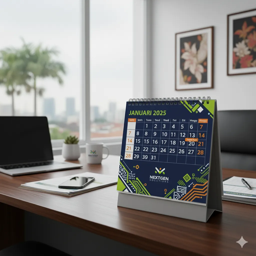 Kalender meja corporate full brand color