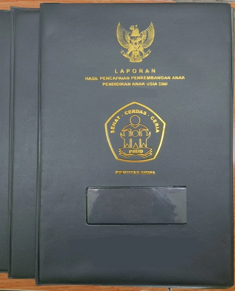 Cover map raport custom dengan logo sekolah dan warna khusus
