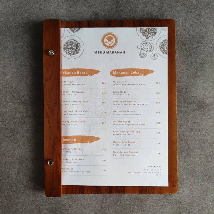 Cover menu custom premium untuk restoran dan hotel
